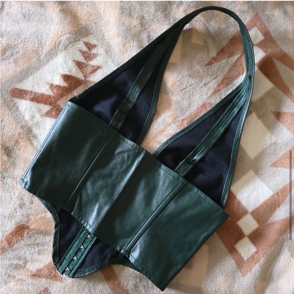 Miaou Mara Corset Top in Forest Green Faux Leather - Picture 8 of 8